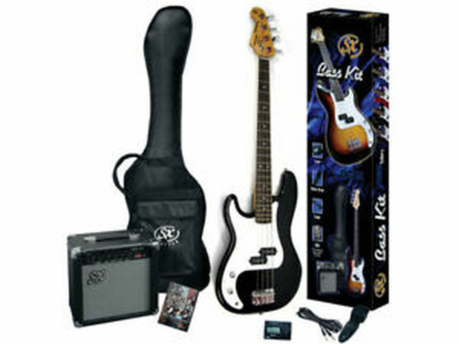 SX Left-Handed P-Bass Guitar Pack in Black